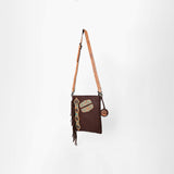 American Darling Chaps Bag Handcrafted from Hand Tooled Floral Leather with Buck stitched Detail, Conchos, and YKK Zipper