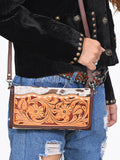 American Darling Western Wallet Bag Hair-On Cowhide Genuine Vegetable Tanned Leather Travel Clutch with YKK Zipper