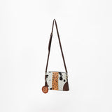 American Darling Cross body Bag Hand Tooled Floral Carved Cowhide Genuine Leather Western Purse with Rivets and YKK Zipper