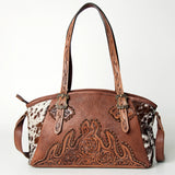 American Darling Tote Bag Western Hand Tooled Floral Genuine Leather Purse with Rivetted Detail and YKK Zipper for Women