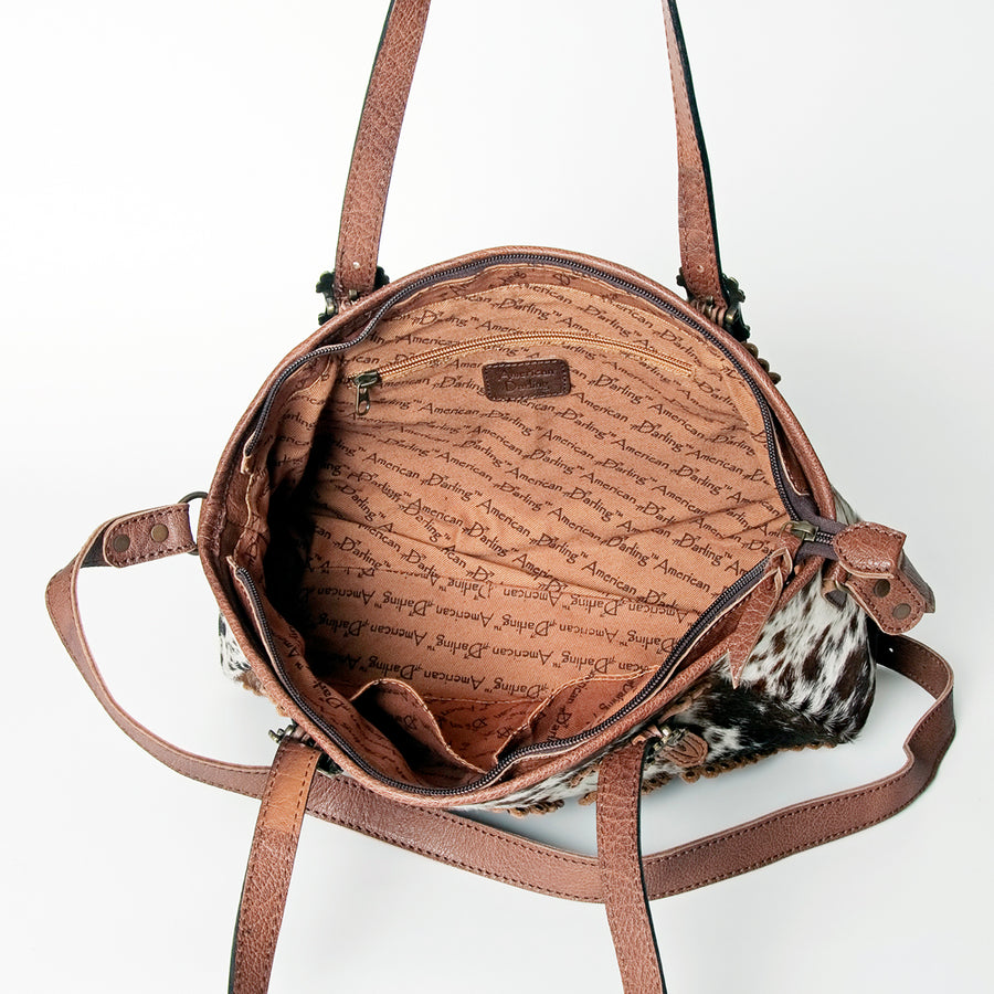 American Darling Tote Bag Western Hand Tooled Floral Genuine Leather Purse with Rivetted Detail and YKK Zipper for Women