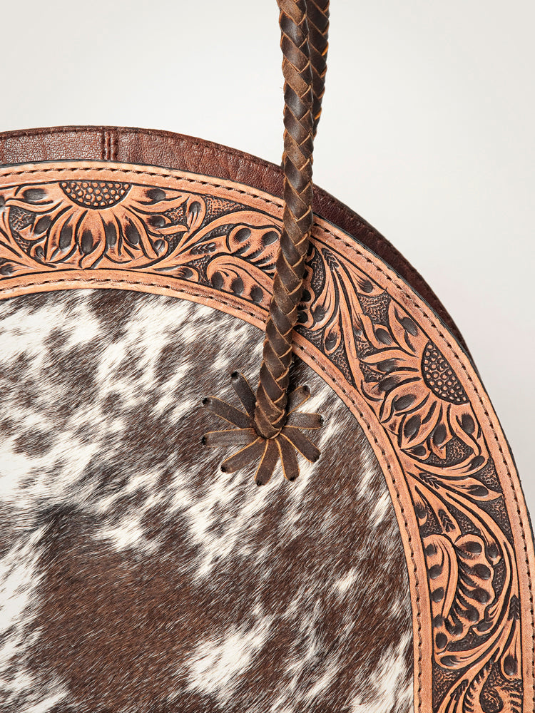 American Darling Hand Tooled Cowhide Taco Shoulder Purse