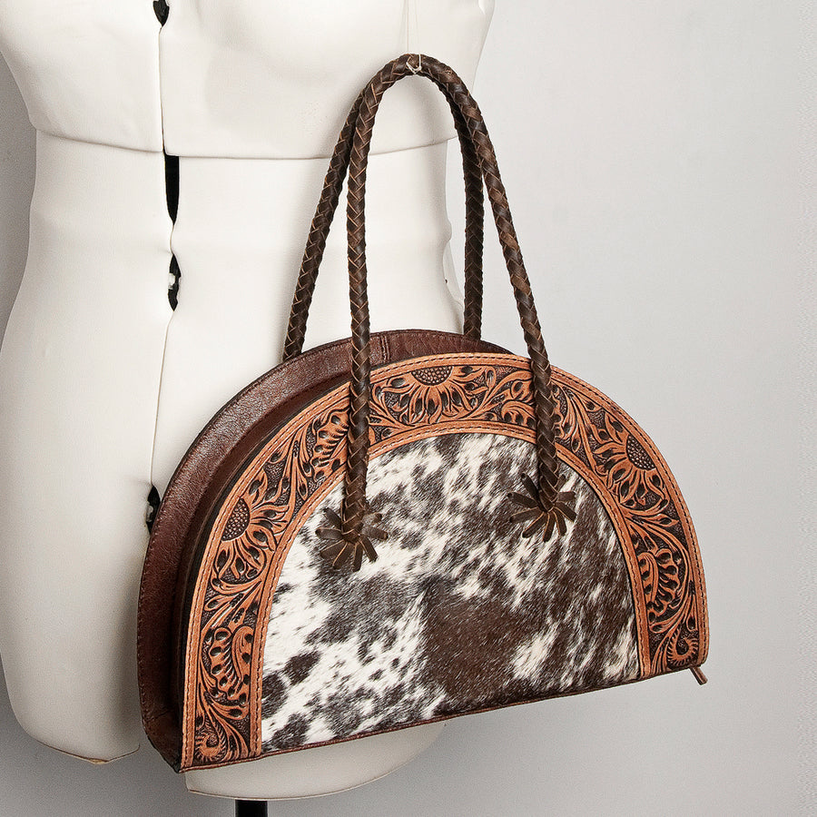 American Darling Hand Tooled Cowhide Taco Shoulder Purse