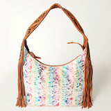 American Darling Hobo Bag for Women, Hand Tooled Floral Leather & Hair-On Cowhide Western Purse with Fringes & YKK Zipper