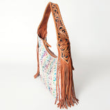 American Darling Hobo Bag for Women, Hand Tooled Floral Leather & Hair-On Cowhide Western Purse with Fringes & YKK Zipper