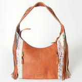 American Darling Hobo Bag for Women, Hand Tooled Floral Leather & Hair-On Cowhide Western Purse with Fringes & YKK Zipper