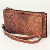 American Darling Wristlet bag, Genuine Full Grain Vegetable Tanned Leather, Slim Western Travel Clutch