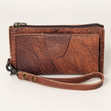 American Darling Wristlet bag, Genuine Full Grain Vegetable Tanned Leather, Slim Western Travel Clutch