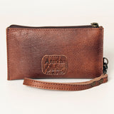 American Darling Wristlet bag, Genuine Full Grain Vegetable Tanned Leather, Slim Western Travel Clutch