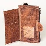 American Darling Wristlet bag, Genuine Full Grain Vegetable Tanned Leather, Slim Western Travel Clutch