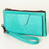 American Darling Wristlet bag, Genuine Full Grain Vegetable Tanned Leather, Slim Western Travel Clutch