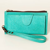 American Darling Wristlet bag, Genuine Full Grain Vegetable Tanned Leather, Slim Western Travel Clutch