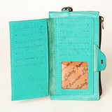 American Darling Wristlet bag, Genuine Full Grain Vegetable Tanned Leather, Slim Western Travel Clutch