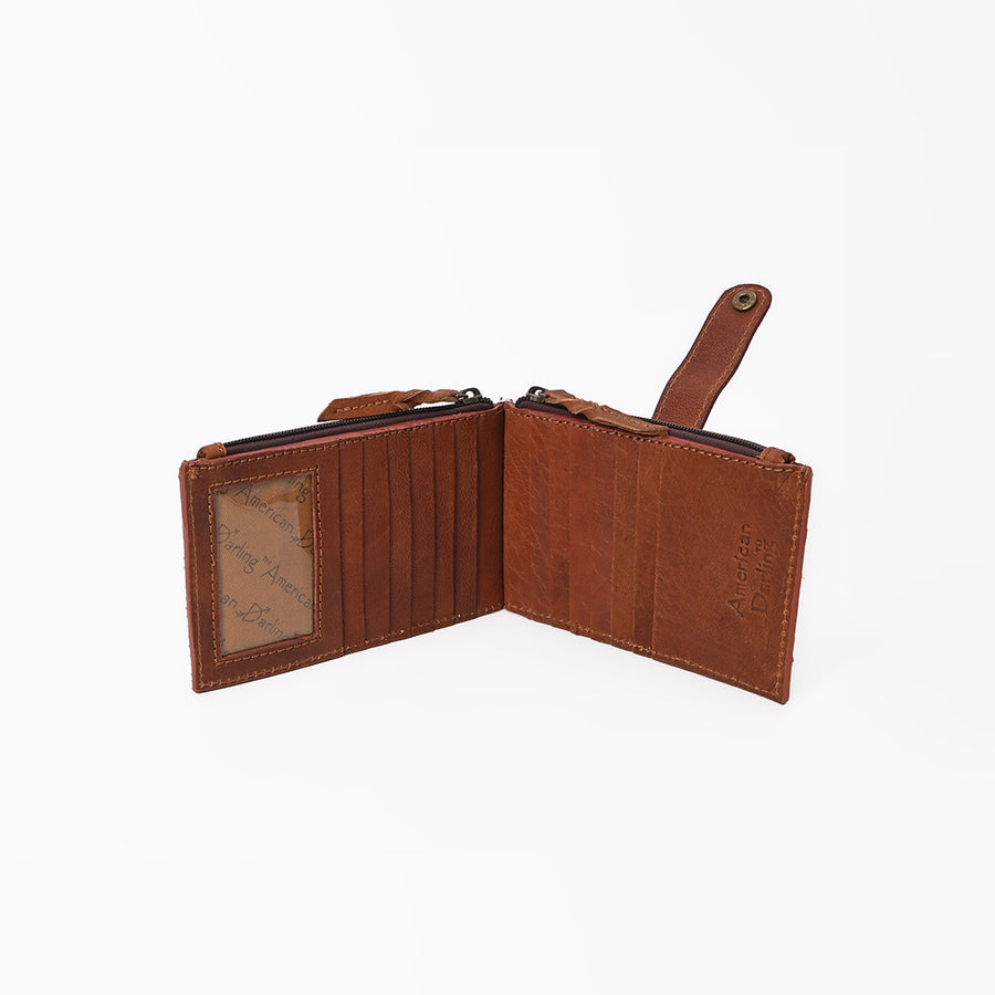 American Darling Card-Holder, Genuine Hair-On Cowhide & Full Grain Leather, Slim Western Travel Wallet