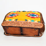 American Darling Duffel Bag, Hand Tooled Floral Leather & Woven Saddle Blanket, Genuine Leather Travel Weekender with Cowhide