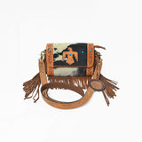 American Darling Western Hair-On Leather Crossbody Bag with Fringe & Hand-Tooled Strap