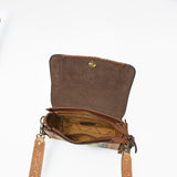 American Darling Western Hair-On Leather Crossbody Bag with Fringe & Hand-Tooled Strap