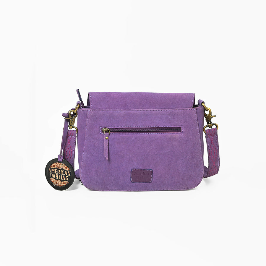 American Darling Boho Western Suede Crossbody Bag with Fringe & Geometric Embroidery