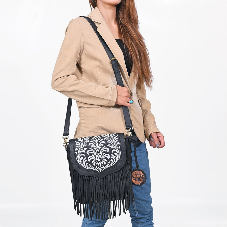 American Darling Hand-Tooled Leather Crossbody Bag for Women, Small Western Floral Carved Clutch Purse