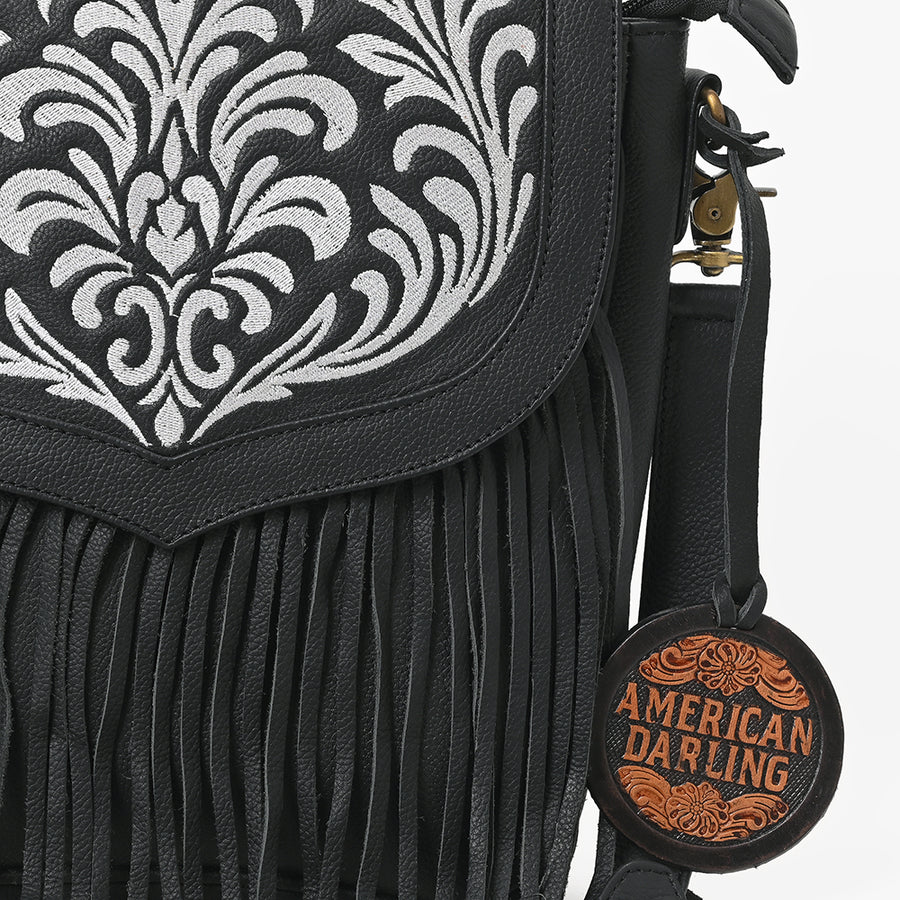 American Darling Hand-Tooled Leather Crossbody Bag for Women, Small Western Floral Carved Clutch Purse