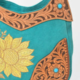 American Darling Luxury Hand-Tooled Leather Hobo Purse for Women, Cowhide Hair-on Shoulder Bag