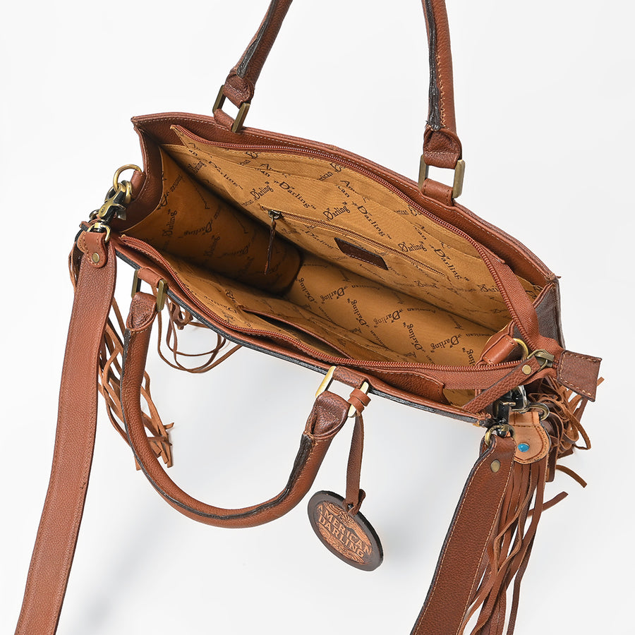 American Darling Luxury Hand-Tooled Leather Crossbody Bag for Women, Cowhide Hair-on Shoulder Purse