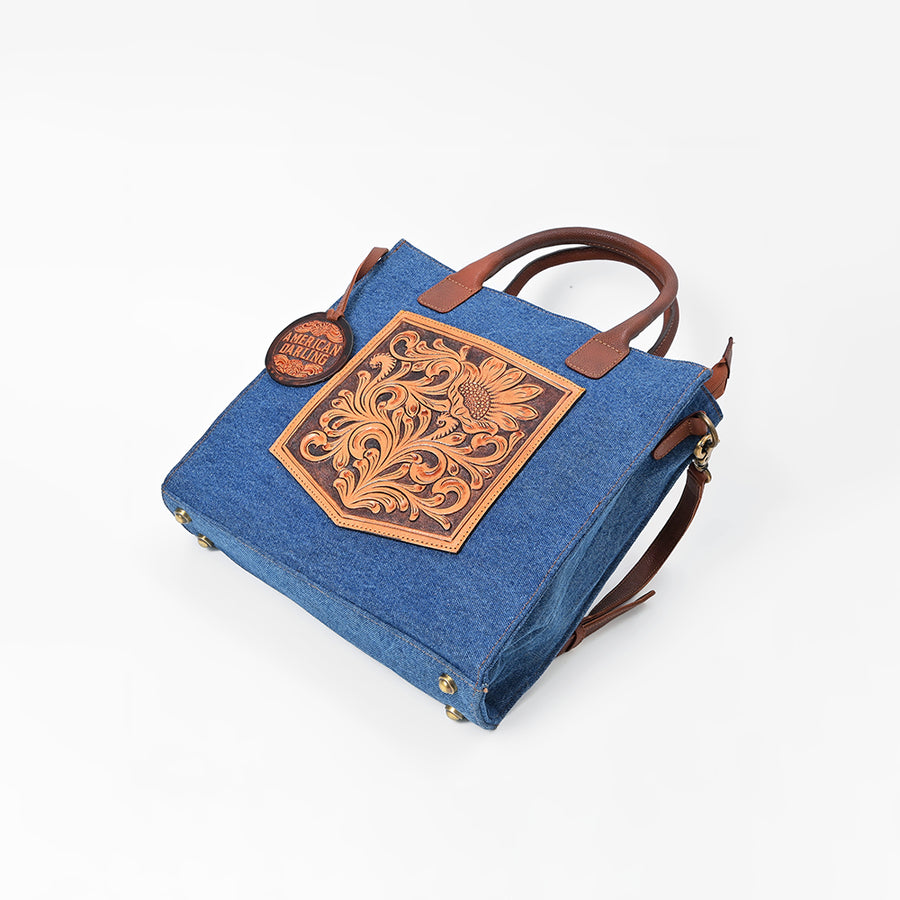 American Darling Luxury Genuine Cowhide Tote Bag for Women, Hand-Tooled Leather Shoulder Bag
