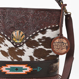 American Darling Women's Genuine Leather Hair-On Cowhide Fringe Crossbody