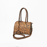 American Darling Hand-Tooled Leather Barrel Tote Bag - Western Floral Design - Uhorse