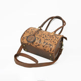 American Darling Hand-Tooled Leather Barrel Speedy Bag – Classic Western Floral Design