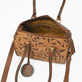 American Darling Hand-Tooled Leather Barrel Speedy Bag – Classic Western Floral Design