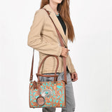 American Darling Hand-Tooled Leather Barrel Speedy Bag – Classic Western Floral Design
