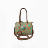 American Darling Hand-Tooled Leather Barrel Speedy Bag – Classic Western Floral Design