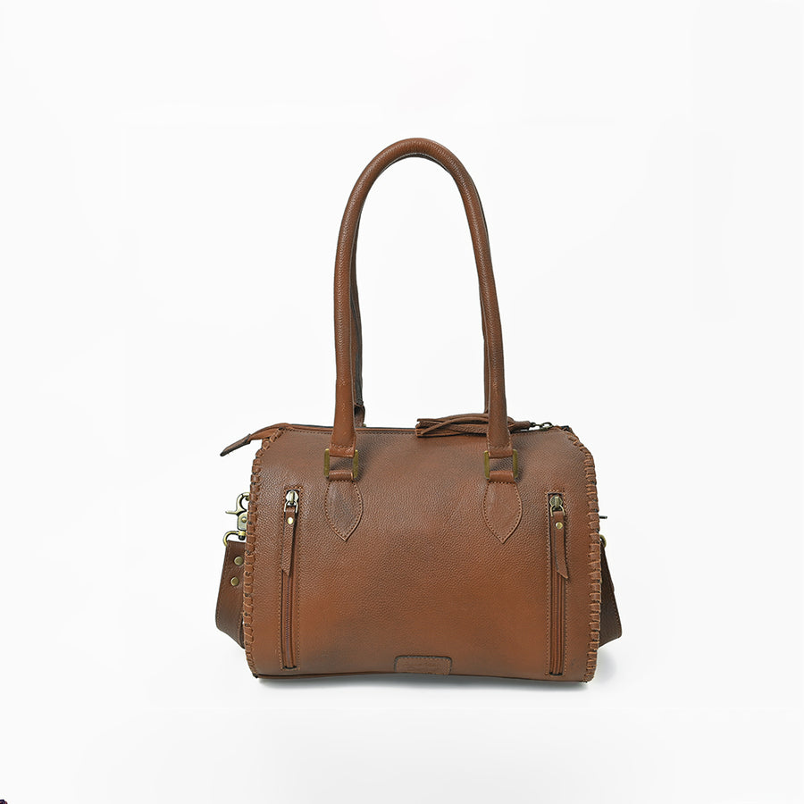 American Darling Hand-Tooled Leather Barrel Speedy Bag – Classic Western Floral Design