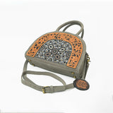American Darling Western Leather Dome Satchel with Hand-Tooled Floral & Embellished Panel