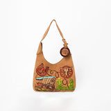 American Darling Genuine Suede Leather Embroidered Hobo Shoulder Bag Purse