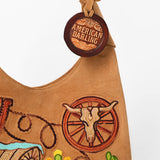 American Darling Genuine Suede Leather Embroidered Hobo Shoulder Bag Purse