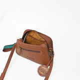 American Darling Western Turquoise Floral Tooled Leather Wristlet & Crossbody Bag with Concho