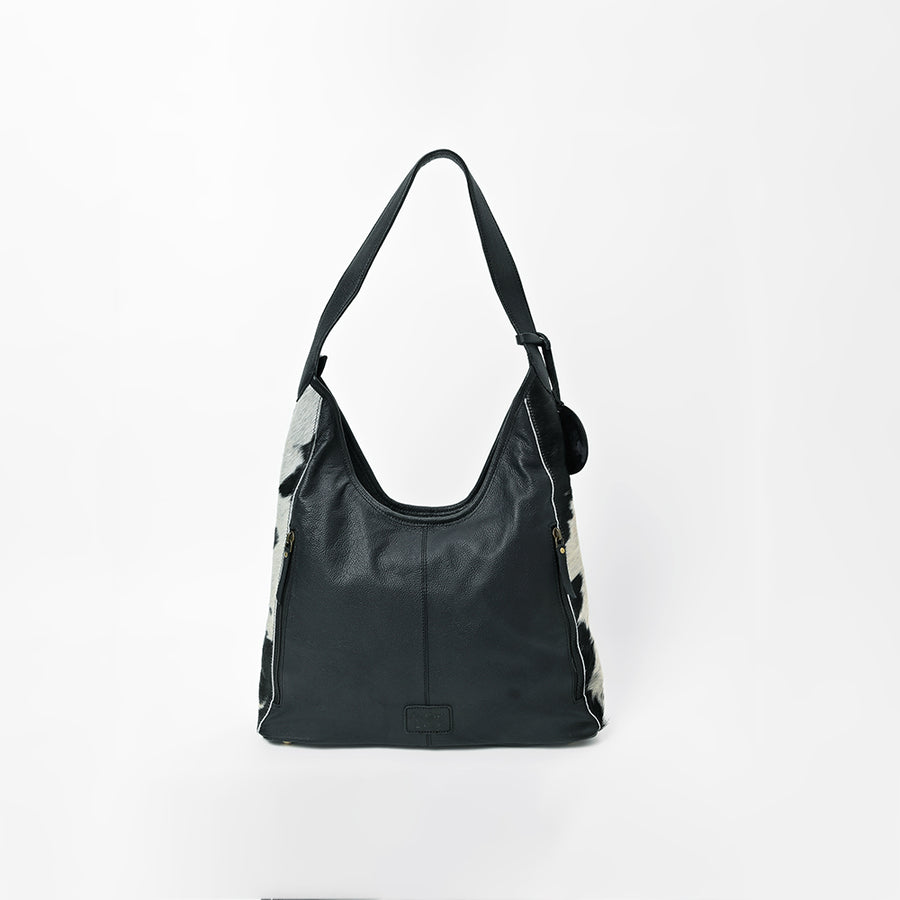 American Darling Black & White Genuine Cowhide Hobo Shoulder Bag