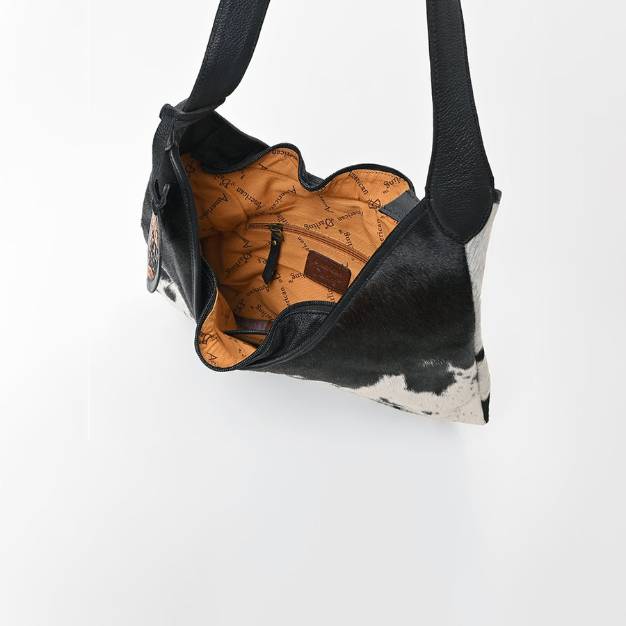 American Darling Black & White Genuine Cowhide Hobo Shoulder Bag