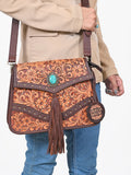 American Darling Western Tooled Fringe Shoulder Purse
