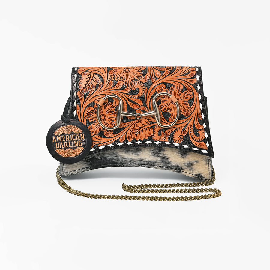 American Darling Western Tooled Leather Crossbody Bag with Hair-On Cowhide