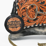 American Darling Western Tooled Leather Crossbody Bag with Hair-On Cowhide