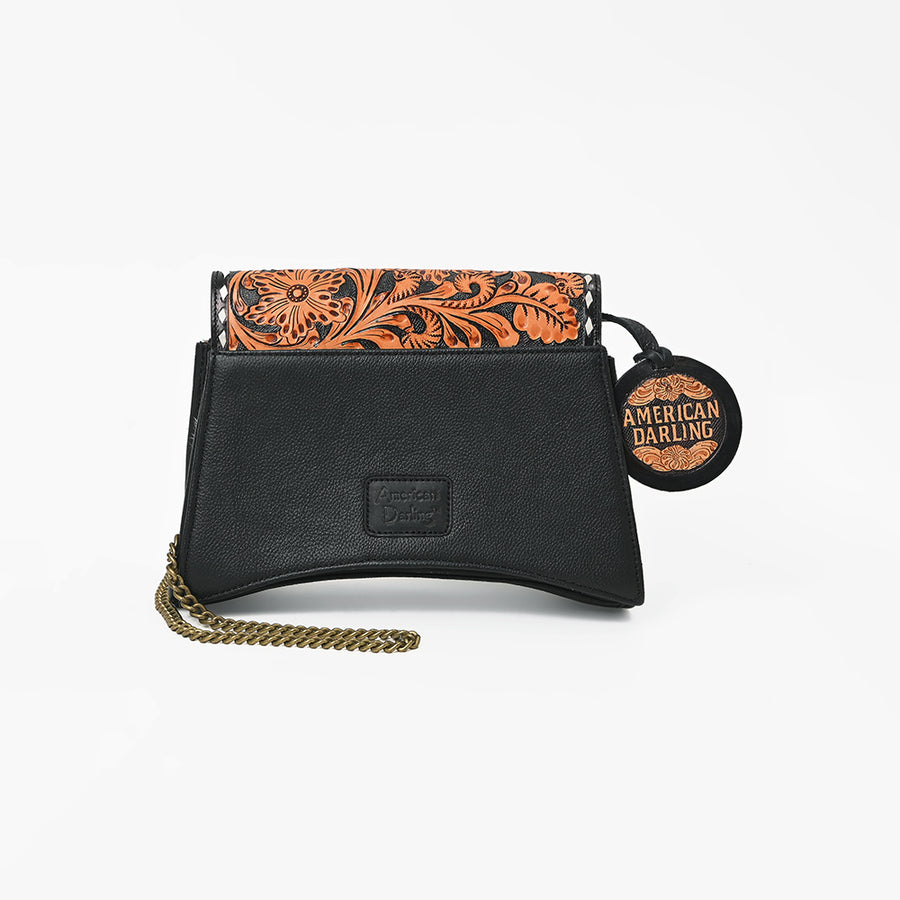 American Darling Western Tooled Leather Crossbody Bag with Hair-On Cowhide