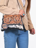 American Darling Western Tooled Leather Crossbody Bag with Hair-On Cowhide