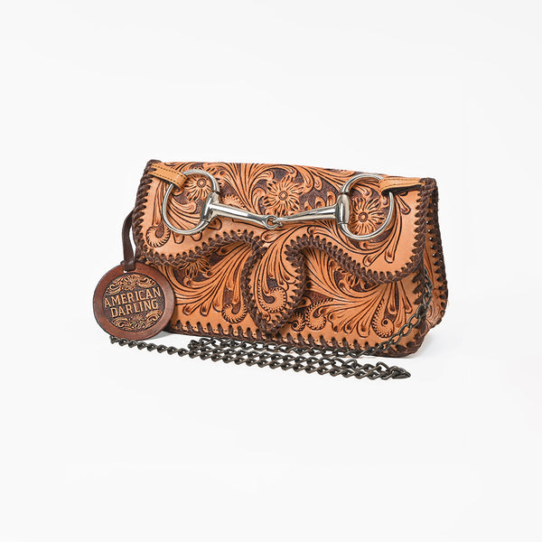 American Darling Western Floral Leather Chain Clutch Purse