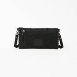 American Darling Black Leather Western Crossbody Bag with Embossed Floral