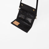 American Darling Black Leather Western Crossbody Bag with Embossed Floral