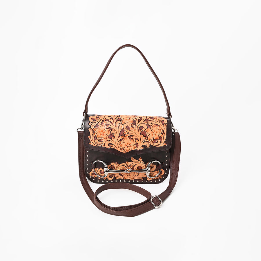 American Darling Western Embossed Leather Crossbody Bag w/ Horse Bit