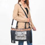 American Darling Western Cowhide Fringe Shoulder Tote Handbag